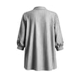 thumbnail image 3 of ShomPort V Neck Blouse for Women Loose 3/4 Sleeve Flowy Cotton Linen Casual Button down Tops, 3 of 7