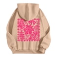 thumbnail image 6 of Pullovers Shirts Ladies Winter Loose Fit Hooded Long Sleeve Cap One Shoulder Drawstring Floral Hoodie Cotton Hoodies (Khaki,M), 6 of 7