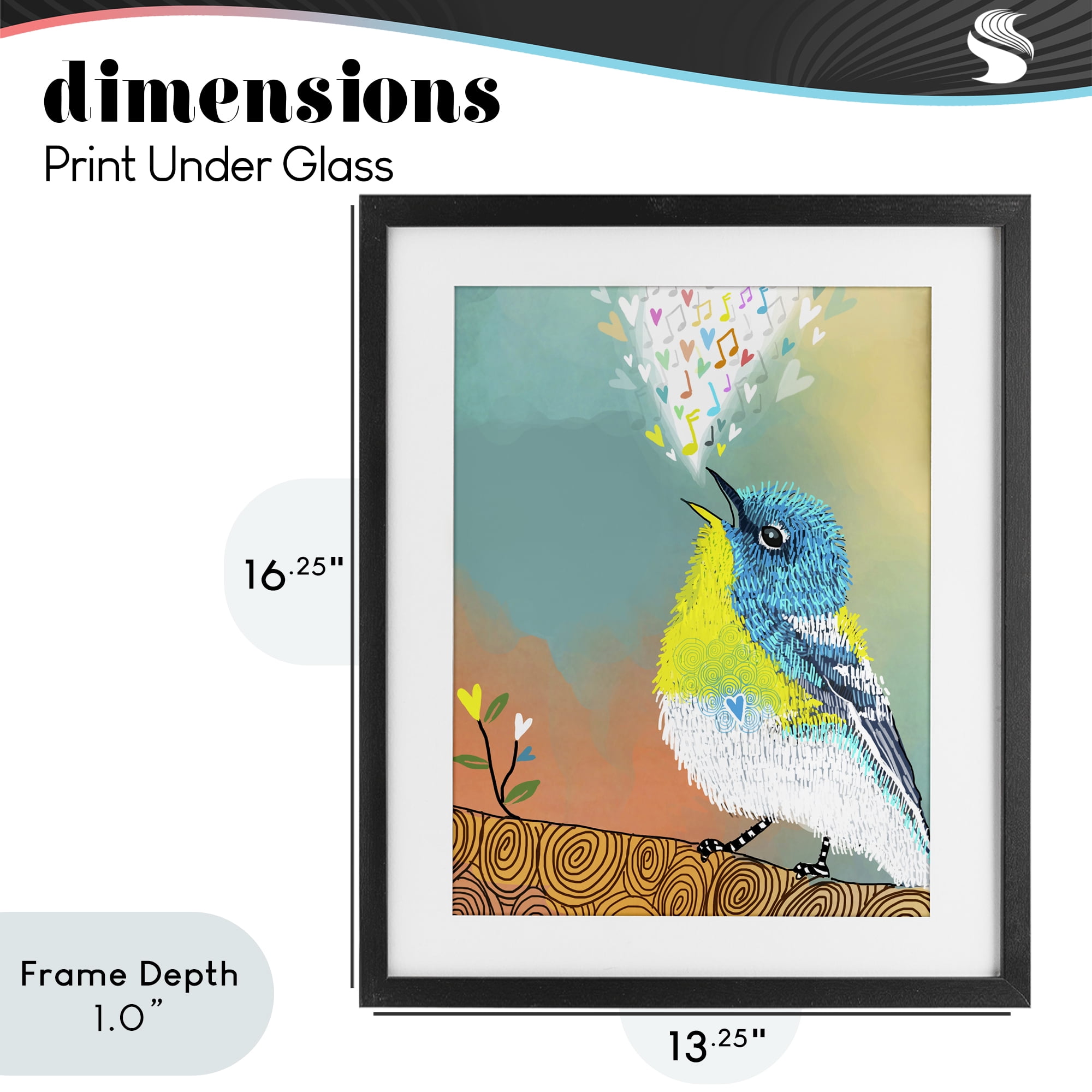 Stupell Industries Dream Chaser Songbird Black Framed Print Under Glass, design by Suzanne Millius