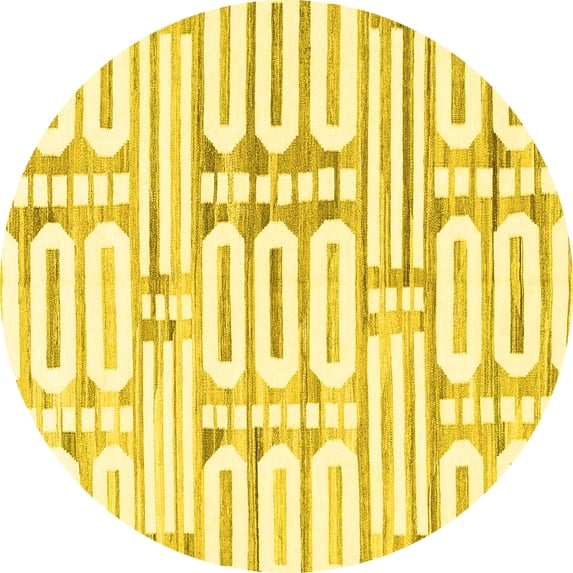 Ahgly Company Indoor Round Solid Yellow Modern Area Rugs, 7' Round