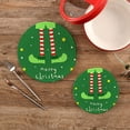 thumbnail image 2 of GZHJMY Christmas Elf Legs Green Trivets Pot Holders Set of 2, Hot Pads, Table Mats,Placemats Set for Cooking and Baking, Cotton Braided Hot Pads, 7.09"+9.45", 2 of 7