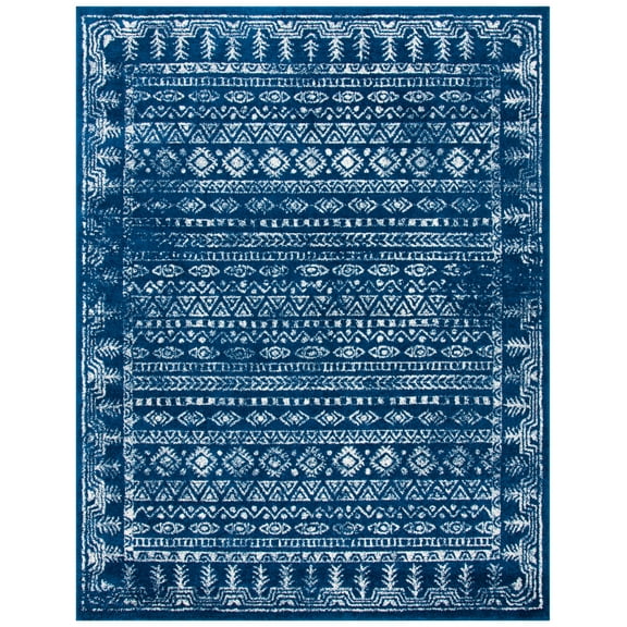 SAFAVIEH Tulum Flint Oriental Area Rug, Navy/Grey, 9' x 12'