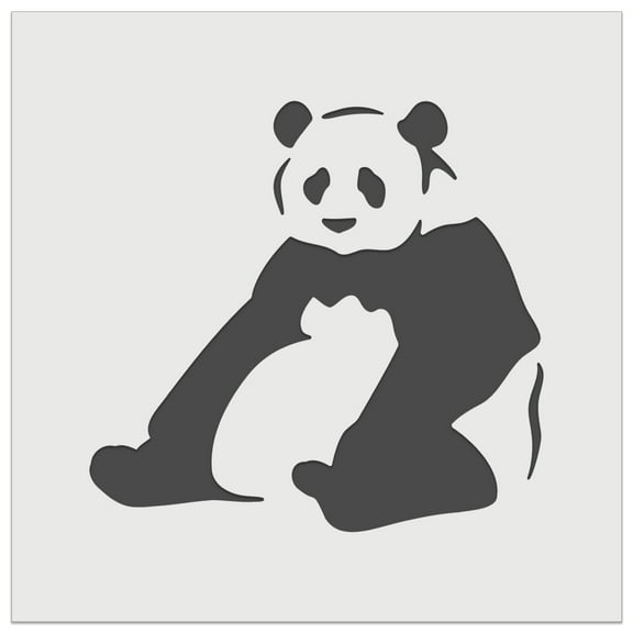 Giant Panda Bear Sitting DIY Cookie Wall Craft Stencil - 5.5 Inch