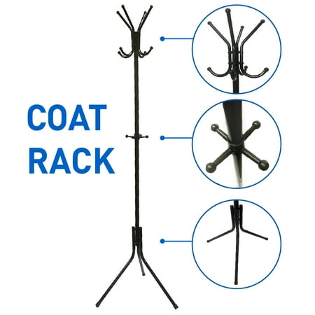 - Liverpool Metal Coat Rack Stand – 6’ Tall - Use with Jackets, Hats, Scarves, Purses, Suits, Umbrellas and Backpacks - En