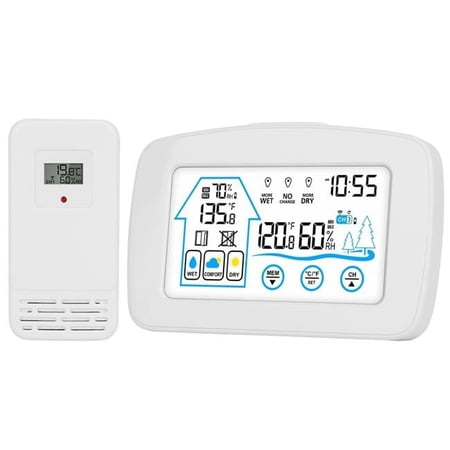 Fresh Fab Finds FFF-White-GPCT4739 Wireless Weather Station with Clock, 196 ft. Range - White - One Size