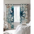 thumbnail image 3 of Ocean Octopus Blackout Curtains for Bedroom Living Room, Retro Coral Starfish Anchor 39 In Long Thermal Insulated Room Darkening Drapes Grommet Window Treatments, 27.5 x 39 In, 3 of 9
