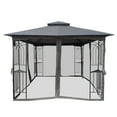 thumbnail image 3 of 10' x 10' Outdoor Canopy Gazebo With Ventilated Double Roof And Mosquito net,Gray, 3 of 6