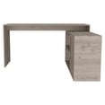 thumbnail image 1 of TUHOME Axis L-Shaped Desk Engineered Wood Desks in  Gray, 1 of 7