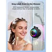 Shower Speaker Bluetooth Waterproof Portable: 360° Surround Sound, IPX7 Suction Cup Removable with Vacuum Exhaust Knob, RGB Lights, Beach/Pool/Camping/Kayak Essentials, Gifts for Adults Teens-Black