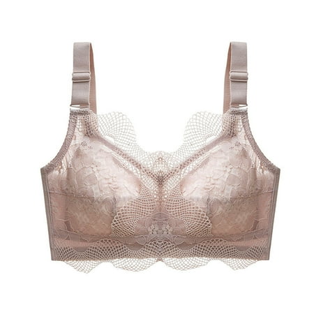 

Ladies No Steel Ring Gathered Adjustable Lace Big Breasts Show Small Bra