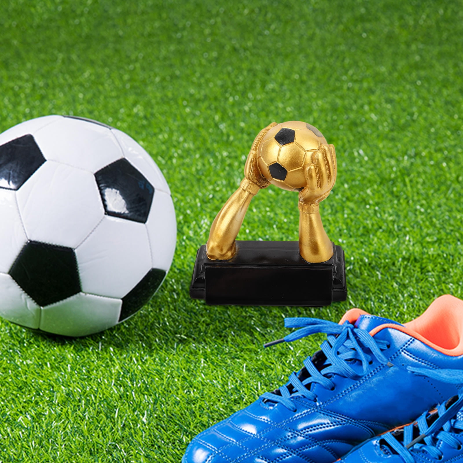 Hemoton Soccer Trophies Wide Base Football Awards Trophy Medal With Hand Design Soccer Trophy For Office Decorations Fans Birthday Toy