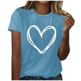 thumbnail image 2 of QUINDOS Short Sleeve Girls Tshirt Summer Blue Women Tops Heart Print Crew Neck Outdoor Tops, 2 of 6