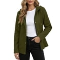 thumbnail image 5 of Women's Loose Fit Long Sleeve Hooded Zip Up Solid Color Jacket Water Repellent Windproof Outerwear Coat Versatile Casual Daily Wear | CSEONE,Army Green L, 5 of 8