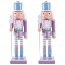 2pcs Wooden Christmas Nutcracker Soldier Decorative Nutcracker Table Centerpiece Xmas Party Ornament