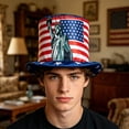 thumbnail image 7 of BiFandian 4th of July American Flag Tall Top Hat, Patriotic Red White Blue Star Stripe Party Hats, Wide Brim Star Printed Tall Cylinder Hat for Independence Day Memorial Day Decor, 7 of 7