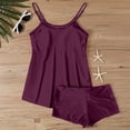 thumbnail image 6 of Women's Tankini Swimsuits Tummy Control Two Piece Bathing Suit Crew Neck Tie Front Flowy Swim Top with Bottom, 5XL, 6 of 6