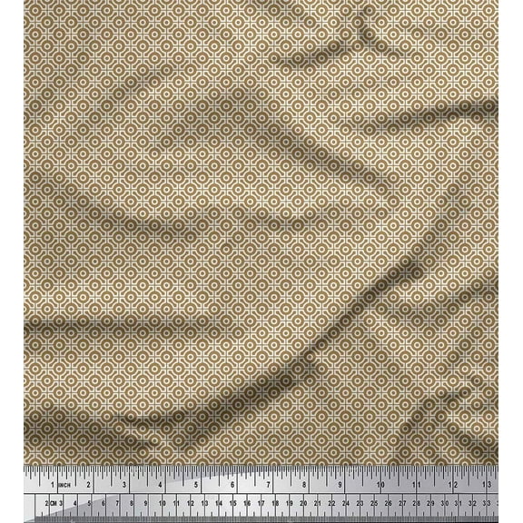 Soimoi Brown Cotton Duck Fabric Artistic Geometric Print Sewing Fabric Yard 42 Inch Wide