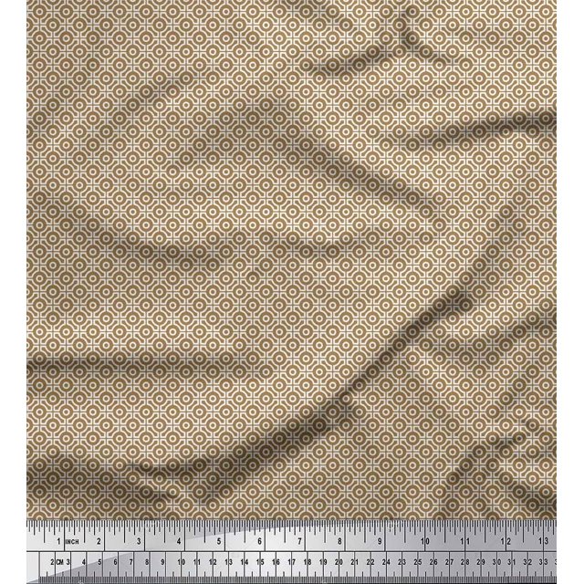 Soimoi Brown Cotton Duck Fabric Artistic Geometric Decor Fabric Printed Yard 56 Inch Wide