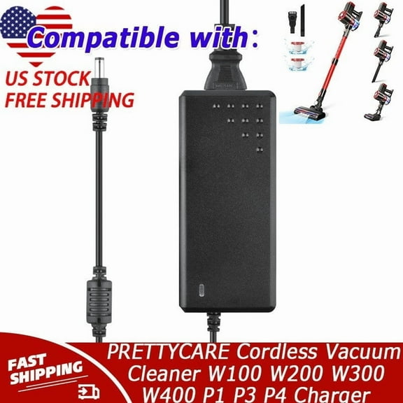 Charger Compatible with PRETTYCARE Cordless Vacuum Cleaner W100 W200 W300 W400 P1 P3 P4