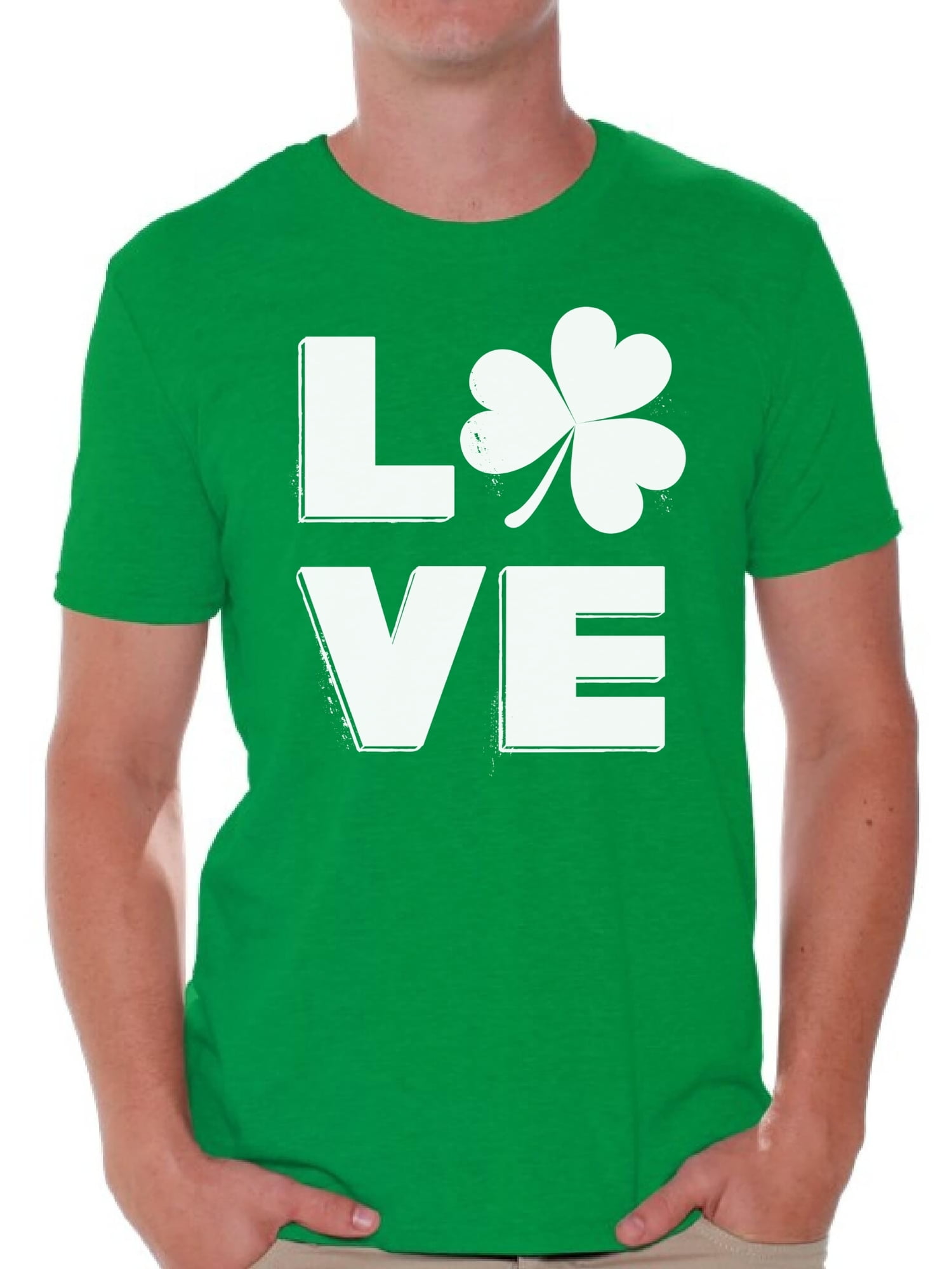 LOVE St Patricks Day Shirt Green Clover T-Shirt Irish Shamrock Saint Patrick/'s