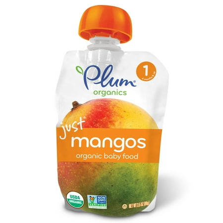 Plum Organics, Organic Baby Food, Stage 1, Just Mangos, 3.5 oz (pack of 12)