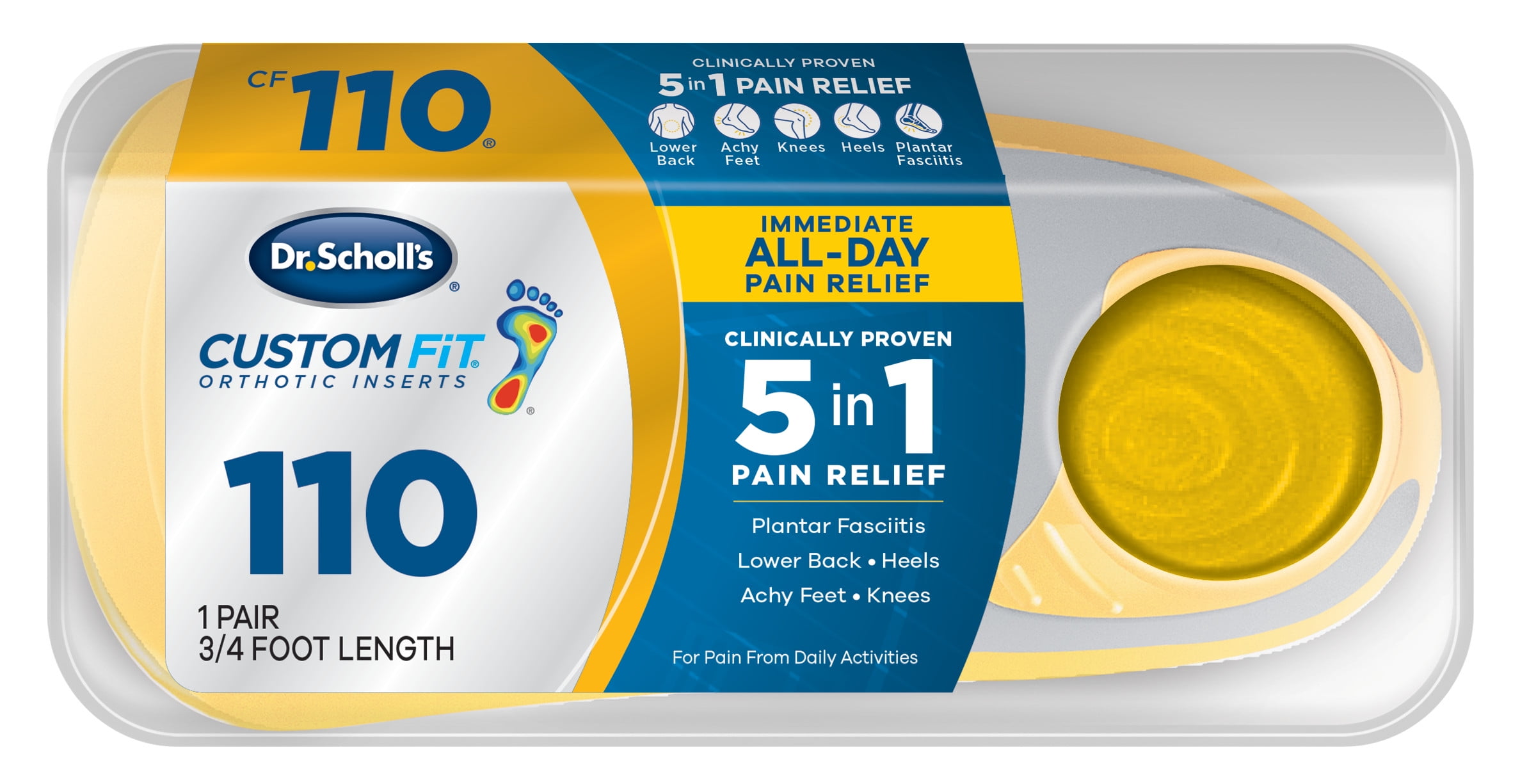 Dr Scholls Custom Fit CF 110 Orthotic Insole Shoe Inserts for Foot Knee and Lower Back Relief 1 Pair