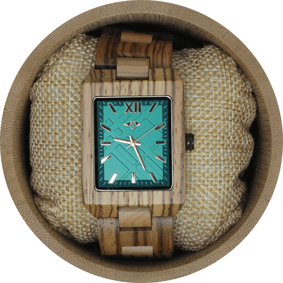 Angie Wood Creations Zebrawood Women’s Watch With Green Dial