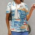 thumbnail image 3 of Coastal Lighthouse Sailboat T Shirts Basic T-Shirt Short Sleeve Ladies Tee Shirt Summer Graphic Clothing, 3 of 7