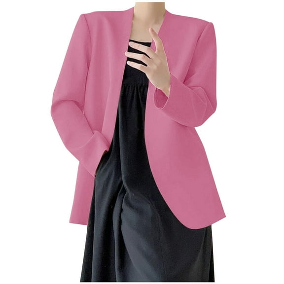 UYISJ Blazers for Women Long Sleeve Shawl Collar Open Front Business Jacket Blazer Work Office Blazers Jackets Pink L