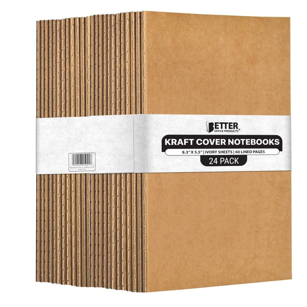 Libretas Better Office Products Kraft A5 60 Páginas 80gsm Paquete de 24