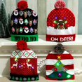 thumbnail image 3 of Gorros tejidos de poliéster con decoración navideña, gorro navideño con pompón y luz Led, gorro de invierno con luz luminosa para Navidad, 3 of 4