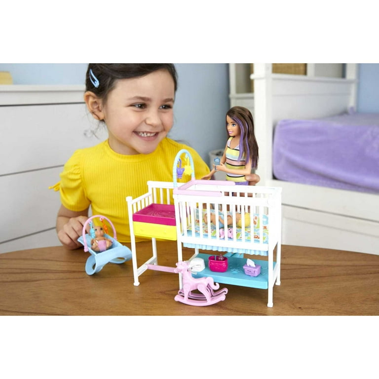 Barbie Skipper Babysitters Inc Nap n Nurture Nursery Playset with Brunette Doll Baby Accessories