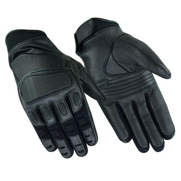 Daniel Smart Men’s Motorcycle Leather Gloves – Goatskin Leather Motorcycle Glove with Hidden knuckle protection and Touch Screen Finger Tip