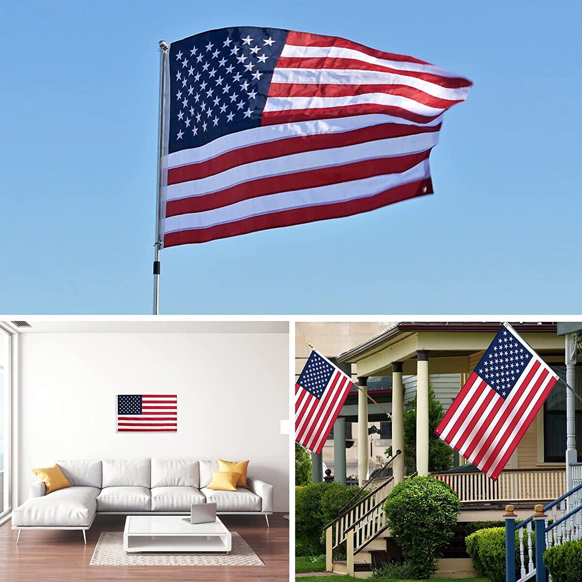 4PCS 3x5 ft US Flags W/ Embroidered Stars American Flag for Outdoor Indoor Unbranded
