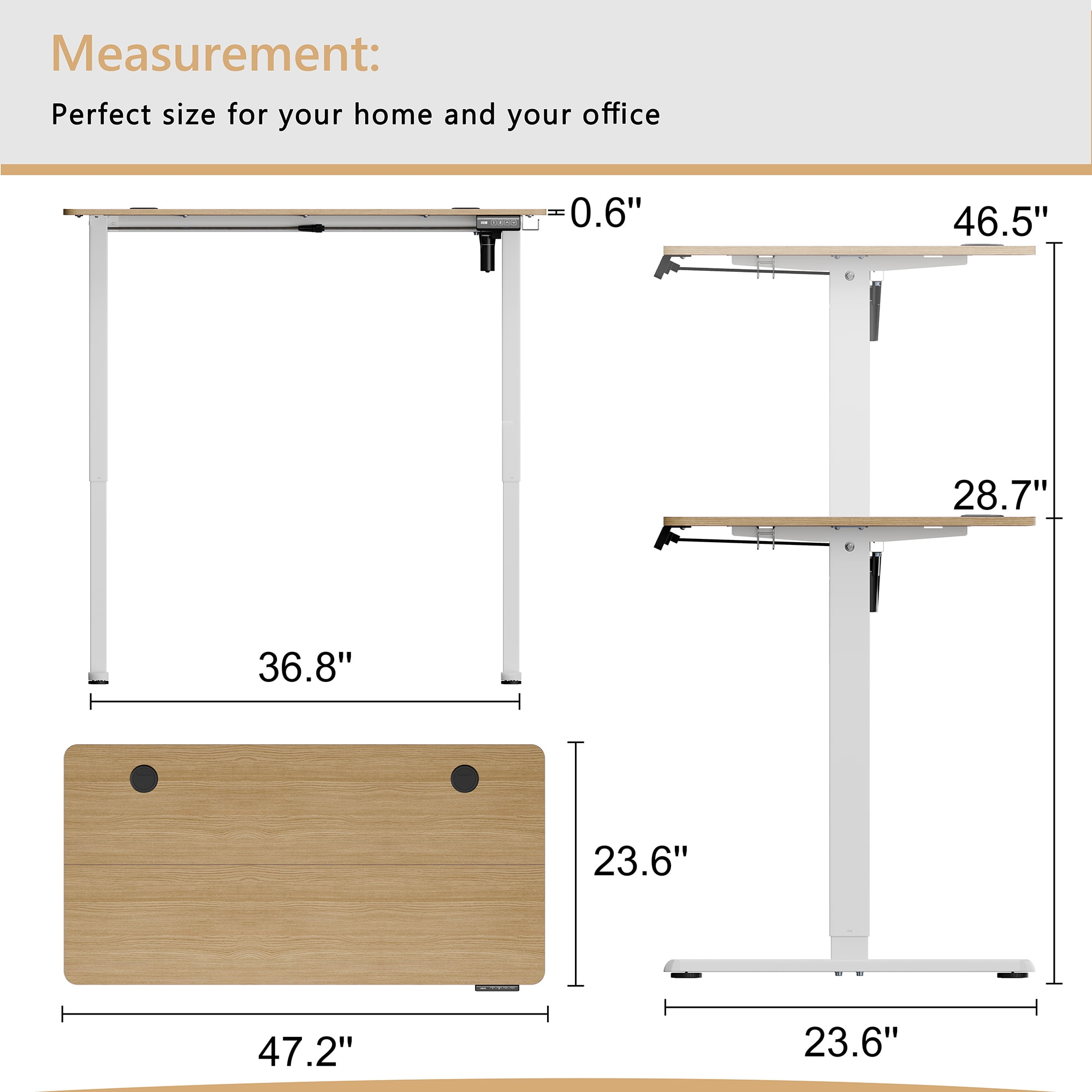 Walsunny Electric Standing Desk, Adjustable Height Gaming Desk, 48 x 24 Inches Ergonomic Stand Desk with Electric Lift, Home Office Desk with White Frame/Walnut Top