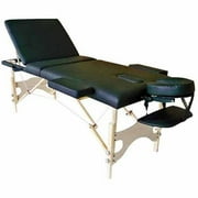 Sivan Health and Fitness Three Fold Reiki Portable Massage Table and Carrying Case, Black