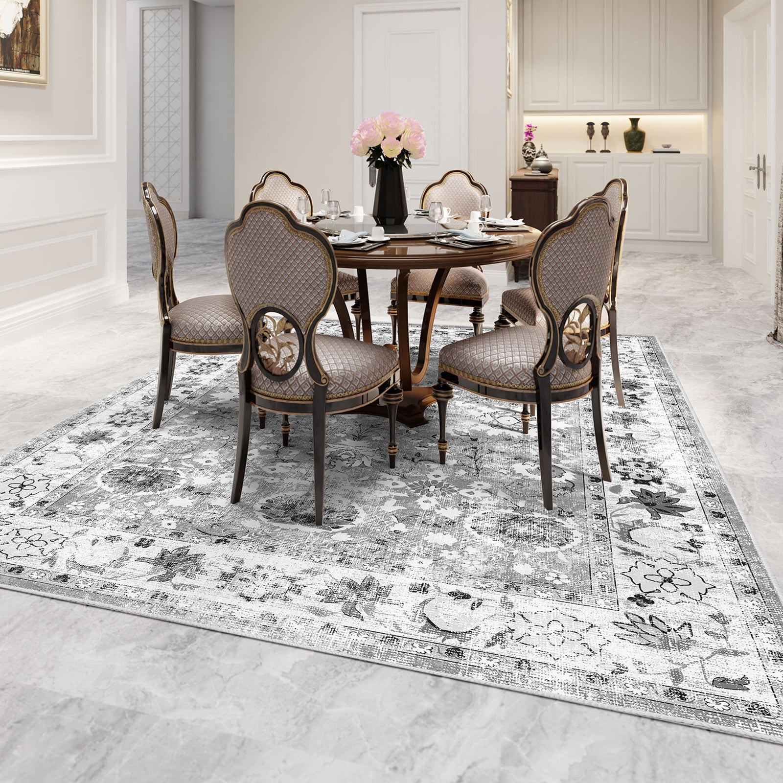 Cozylore 6'x9' Area Rugs for Living Room Modern Rug Soft Low Pile Non Slip Carpet Machine Washable Indoor Rug for Bedroom Dining Room, Gray