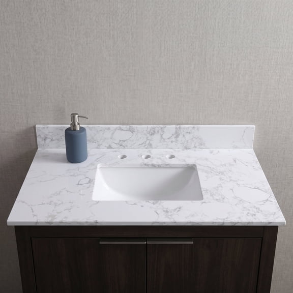 Zateety Montary Stone White 37 Inch Under-Mounted Sink Bathroom Vanity Top