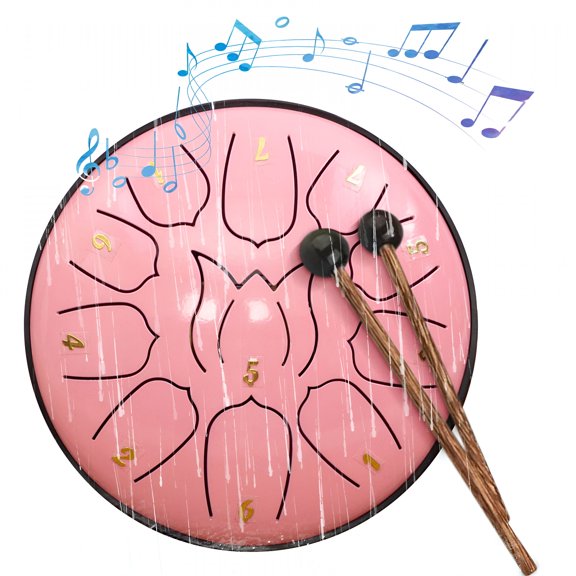 QAYOZ Rain Drum for Outside 11 Notes 6 Inch Rain Drum for Garden, Steel Tongue Drum Rain Chime, Chakra Drum for Rain, Outdoor Handpan Drum, Steel Tongue Drum