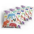 thumbnail image 5 of Ambesonne African Throw Pillow Cover 4 Pack, Wild Animals Floral, 18", Multi, 5 of 7