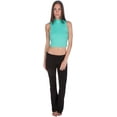 thumbnail image 3 of Sakkas Mock Neck Turtleneck Sleeveless Scuba Crop Top - Made in USA - Mint - Large, 3 of 4