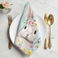 thumbnail image 2 of Turquoise Easter Cloth Napkins, Spring Easter Bunny Eggs Floral Wooden Washable and Reusable Dinner Napkins Set of 8, Table Napkin for Kitchen Party Birthday Wedding Hotel Housewarming 20"x20", 2 of 9