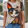 thumbnail image 5 of jowamay Womens Cat T Shirts Crew Neck Vintage Graphic Tees Short Sleeve Summer Cute Tops for Dating Daily Wear, 5 of 6