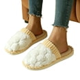 thumbnail image 5 of Viluyesy Womens Scuff Slippers Braided Fuzzy Plush Corduroy Trim Closed Toe Non Slip Warm Indoor House Slides White Size 4-5, 5 of 7