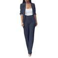 thumbnail image 3 of Women's 2 Piece Suit Set, Open Front Blazer and Slim Fit Pants, Lightweight Business Suits for Women, Office Wear, Wedding Guest Outfit and Professional Attire-Navy, 3 of 8