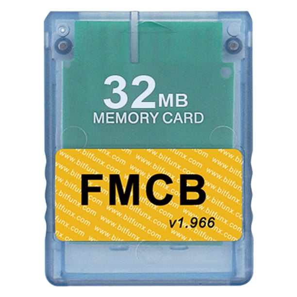 【32MB V1.966 Azul Transparente】Tarjeta Memoria PS2 8MB/16MB/32MB/64MB/FMCB Tarjeta Memoria MCboot V1.966 (32MB Azul