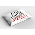 thumbnail image 2 of Ambesonne Eat Drink and Be Merry Pillow Sham 2 Pack, Modern Noel, 36"x20", Black White Coral, 2 of 3