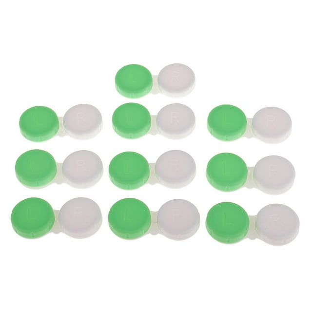 Lote de 5/10 unidades de estuches para lentes de contacto, ideales para viajes. Verde para no transparente