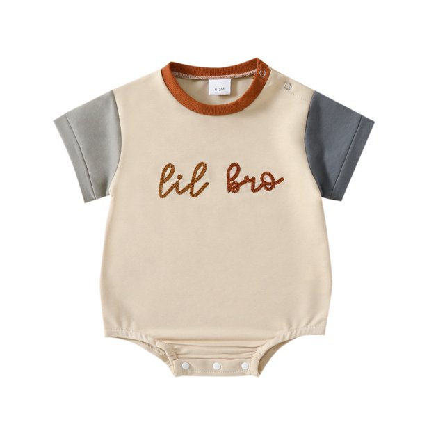 MIASHUI Baby Clothes Girls Short Sleeve Letter Embroider Pullover Romper Sweatshirt Bodysuits,Brown,6-12 Months