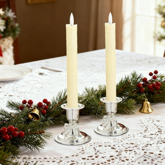 RXIRUCGD Pair of Vintage Iron Candle Holders - Elegant Candlestick Table Decor for Christmas Decoration and Romantic Dinner Ambiance